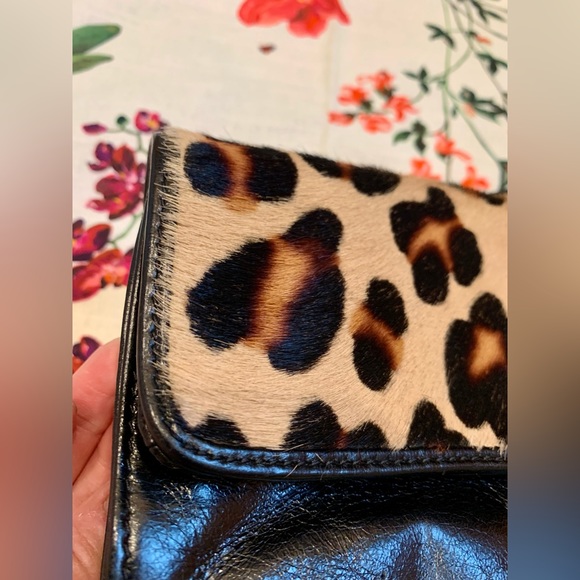 Charles David Pony Hair & Leather Black & Brown Clutch Bag - Picture 7 of 10